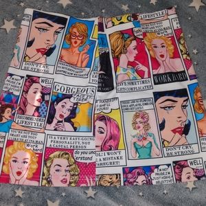 NWOT !!! Pop Art Mini Skirt with zipper